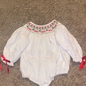 Classic southern smocks Christmas  bubble with bows  9m